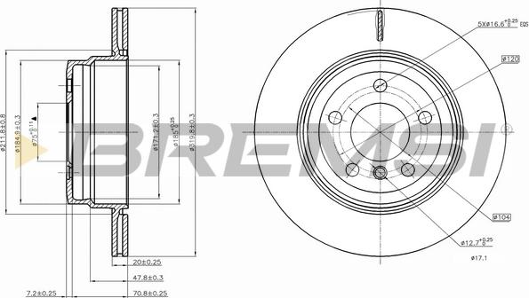 Bremsi CD7715V - Тормозной диск autospares.lv