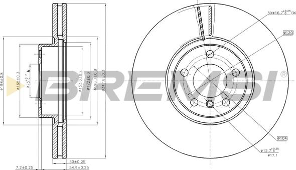 Bremsi CD7713V - Тормозной диск autospares.lv