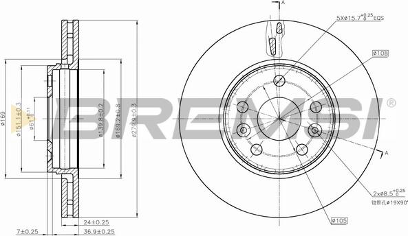 Bremsi CD7733V - Тормозной диск autospares.lv