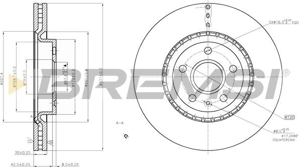 Bremsi CD7723V - Тормозной диск autospares.lv