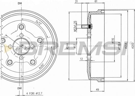 Bremsi CR5521 - Тормозной барабан autospares.lv