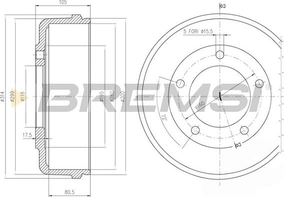 Bremsi CR5646 - Тормозной барабан autospares.lv