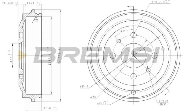 Bremsi CR5044 - Тормозной барабан autospares.lv