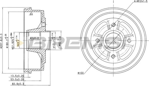 Bremsi CR5168 - Тормозной барабан autospares.lv