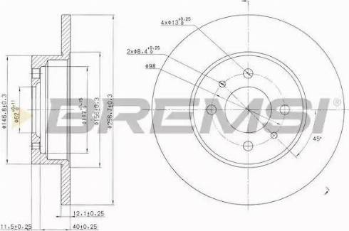 Bremsi DBA109S - Тормозной диск autospares.lv