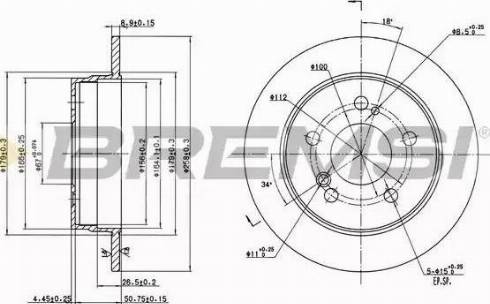 Bremsi DBA122S - Тормозной диск autospares.lv