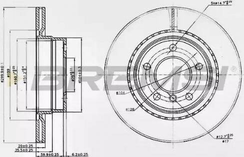 Bremsi DBB549V - Тормозной диск autospares.lv