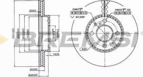 Bremsi DBB006V - Тормозной диск autospares.lv