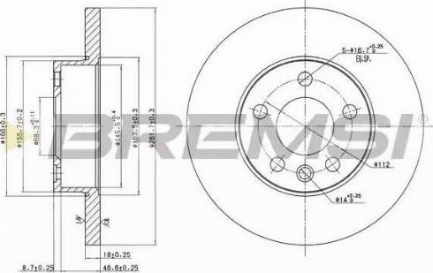 Bremsi DBB011S - Тормозной диск autospares.lv