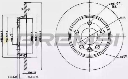 Bremsi DBB012S - Тормозной диск autospares.lv