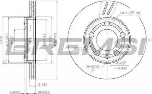 Bremsi DBB164V - Тормозной диск autospares.lv