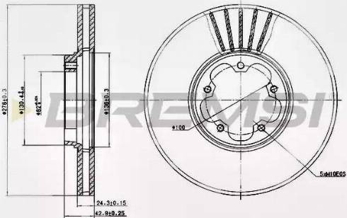 Bremsi DBB113V - Тормозной диск autospares.lv