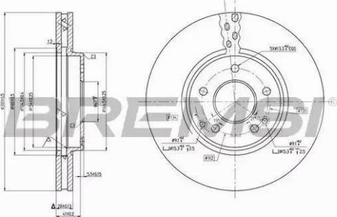 Bremsi DBB136V - Тормозной диск autospares.lv