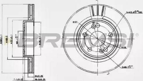 Bremsi DBB123V - Тормозной диск autospares.lv