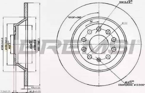 Bremsi DBB307S - Тормозной диск autospares.lv