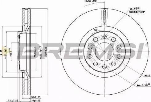 Bremsi DBB705V - Тормозной диск autospares.lv