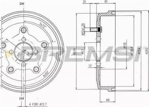 Bremsi DR5521 - Тормозной барабан autospares.lv