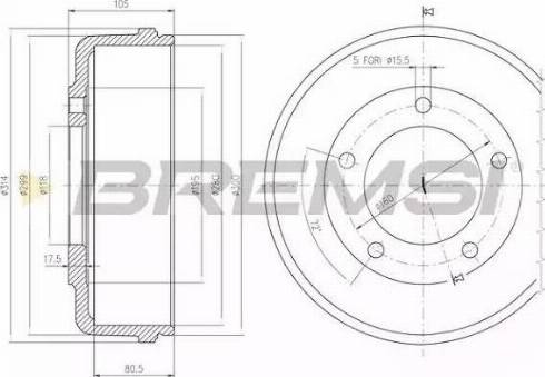 Bremsi DR5646 - Тормозной барабан autospares.lv