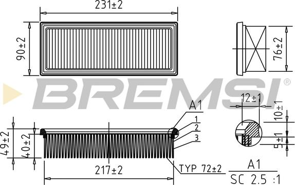 Bremsi FA0544 - Воздушный фильтр, двигатель autospares.lv