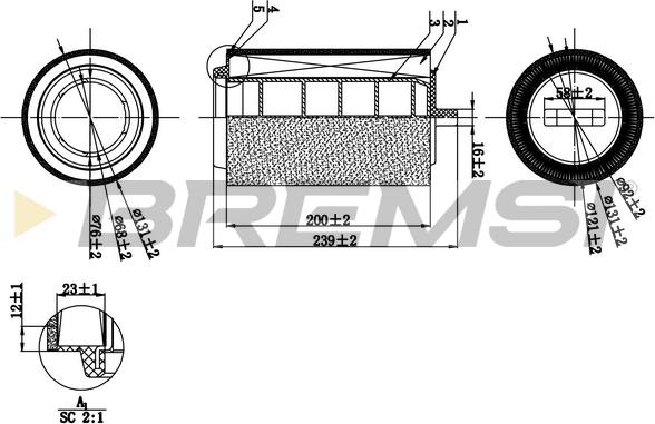 Bremsi FA0543 - Воздушный фильтр, двигатель autospares.lv