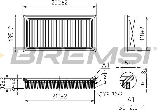 Bremsi FA0530 - Воздушный фильтр, двигатель autospares.lv