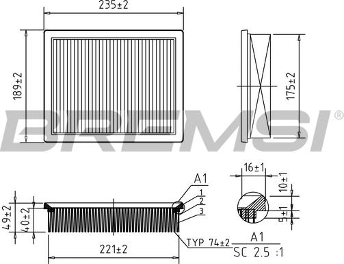 Bremsi FA0571 - Воздушный фильтр, двигатель autospares.lv