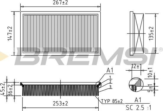 Bremsi FA0127 - Воздушный фильтр, двигатель autospares.lv