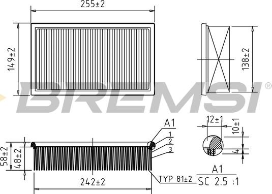 Bremsi FA1626 - Воздушный фильтр, двигатель autospares.lv