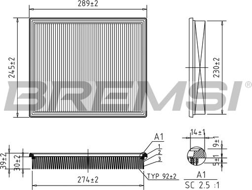 Bremsi FA1673 - Воздушный фильтр, двигатель autospares.lv