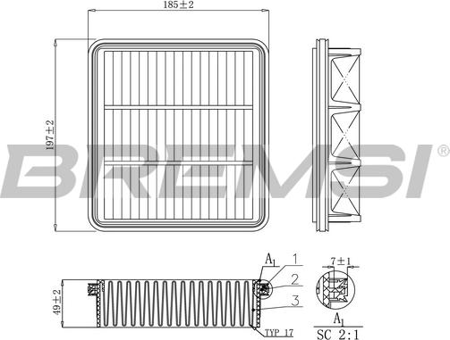 Bremsi FA1150 - Воздушный фильтр, двигатель autospares.lv