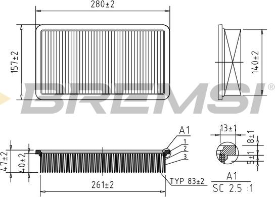 Bremsi FA1152 - Воздушный фильтр, двигатель autospares.lv