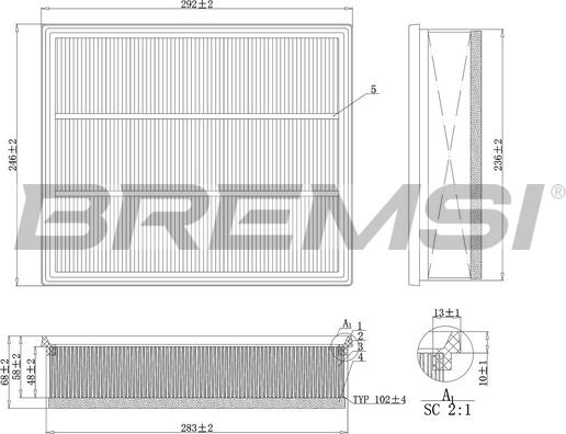 Bremsi FA1108 - Воздушный фильтр, двигатель autospares.lv