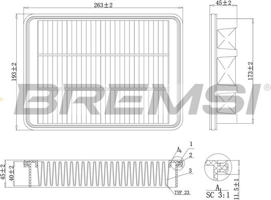 Bremsi FA1115 - Воздушный фильтр, двигатель autospares.lv