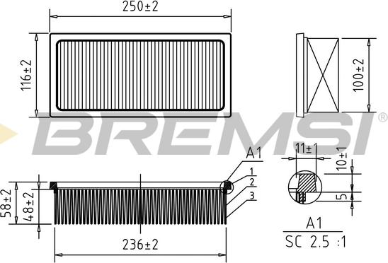 Bremsi FA1187 - Воздушный фильтр, двигатель autospares.lv