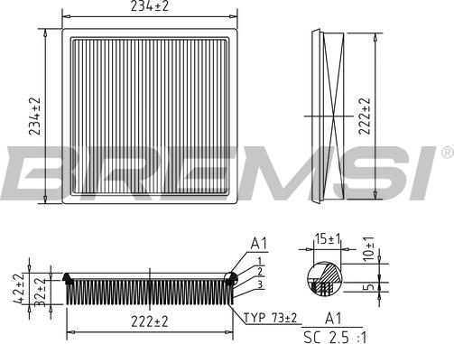 Bremsi FA1384 - Воздушный фильтр, двигатель autospares.lv