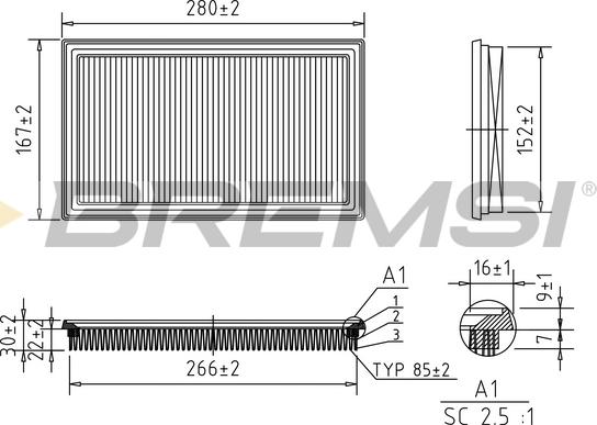 Bremsi FA1212 - Воздушный фильтр, двигатель autospares.lv