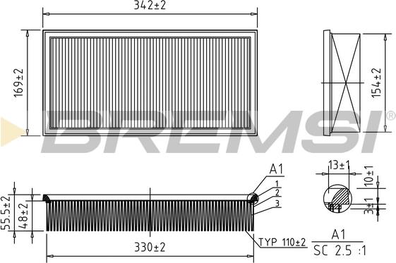 Bremsi FA2001 - Воздушный фильтр, двигатель autospares.lv