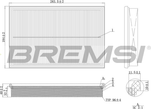 Bremsi FA2124 - Воздушный фильтр, двигатель autospares.lv