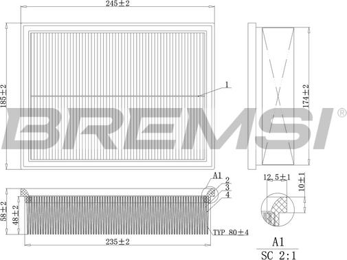Bremsi FA2125 - Воздушный фильтр, двигатель autospares.lv