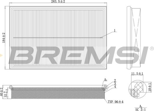 Bremsi FA2120 - Воздушный фильтр, двигатель autospares.lv