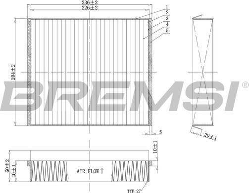 Bremsi FC1333C - Фильтр воздуха в салоне autospares.lv