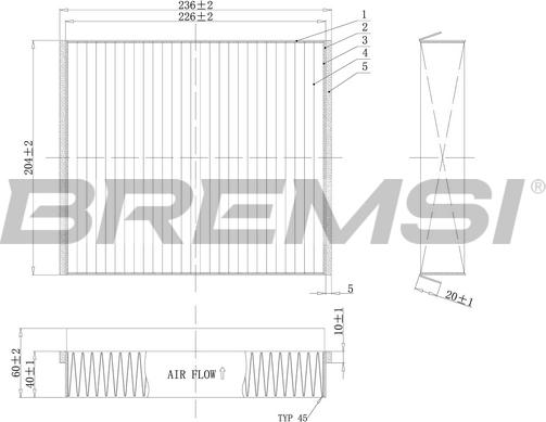 Bremsi FC1333 - Фильтр воздуха в салоне autospares.lv