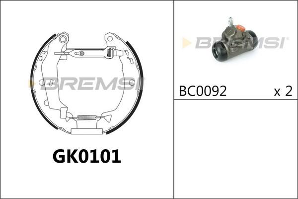 Bremsi GK0101 - Комплект тормозных колодок, барабанные autospares.lv