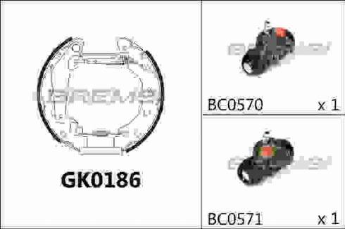 Bremsi GK0186 - Комплект тормозных колодок, барабанные autospares.lv