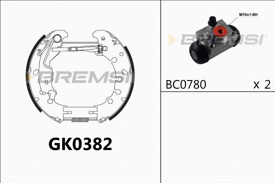 Bremsi GK0382 - Комплект тормозных колодок, барабанные autospares.lv