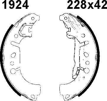 BSF 01924 - Комплект тормозных колодок, барабанные autospares.lv