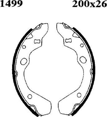 BSF 01499 - Комплект тормозных колодок, барабанные autospares.lv