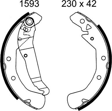 BSF 01593 - Комплект тормозных колодок, барабанные autospares.lv