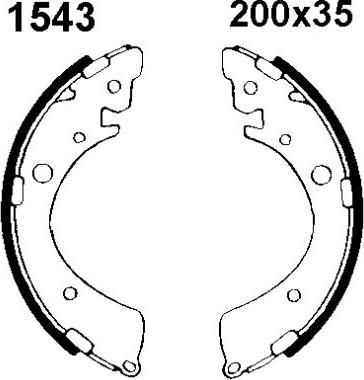 BSF 01543 - Комплект тормозных колодок, барабанные autospares.lv