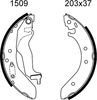 BSF 01509 - Комплект тормозных колодок, барабанные autospares.lv